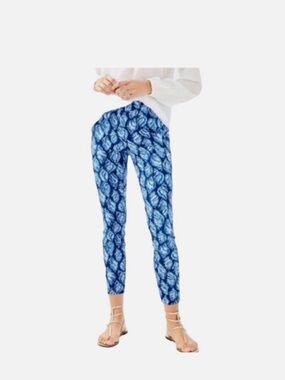 Lilly Pulitzer Keliani Stretch Pant in High Tide Navy Conch Shell Print